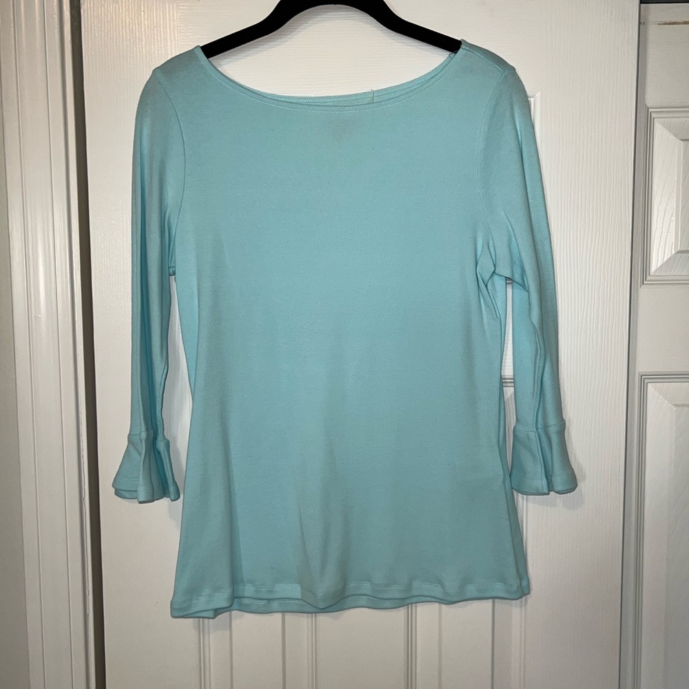 Chadwicks realcomfort 3/4 sleeve blue cotton shirt size small